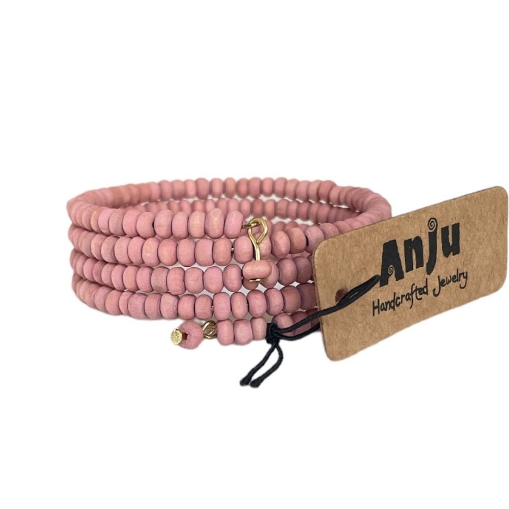 NWT Blush Pink Wooden Coil Bracelet